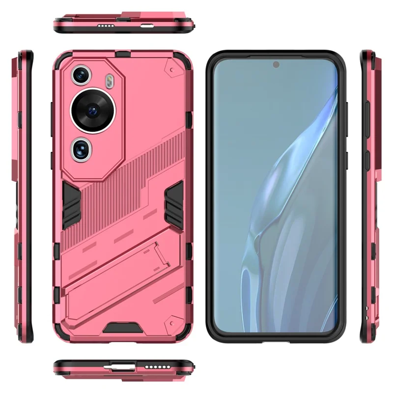 For Huawei P60 Art PC + TPU Defender Phone Case Kickstand Shockproof Cover - Rose
