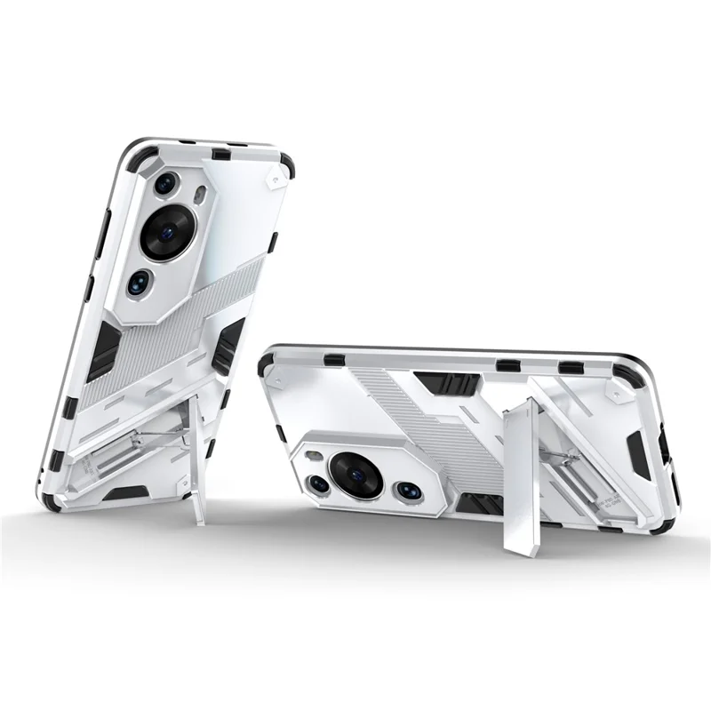 For Huawei P60 Art PC + TPU Defender Phone Case Kickstand Shockproof Cover - White