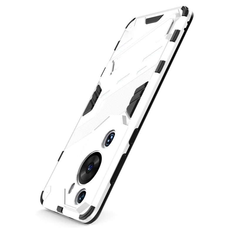 For Huawei P60 Art PC + TPU Defender Phone Case Kickstand Shockproof Cover - White