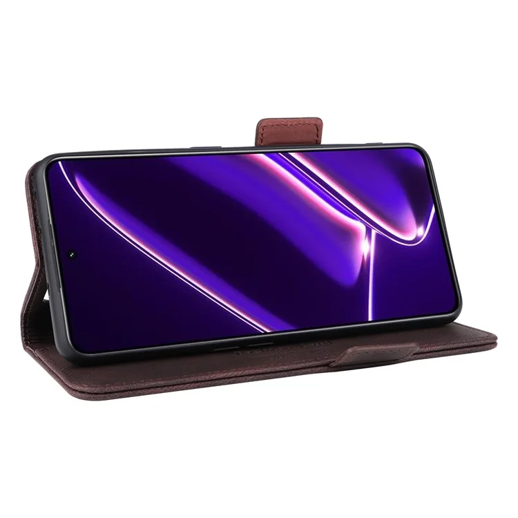Для Realme GT Neo5 SE 5G PU Leather Stand Wallet Case Hardware Decor Flip Phone Cover - Кофе