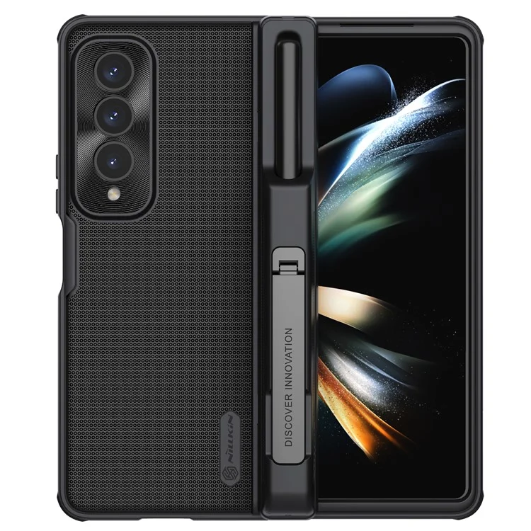 NILLKIN Super Bouclier Givré Pli pour Samsung Galaxy Z Fold4 5G / W23 Étui de téléphone Boîtier arrière mate en PC TPU - Noir