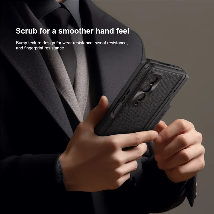 NILLKIN Super Bouclier Givré Pli pour Samsung Galaxy Z Fold4 5G / W23 Étui de téléphone Boîtier arrière mate en PC TPU - Noir