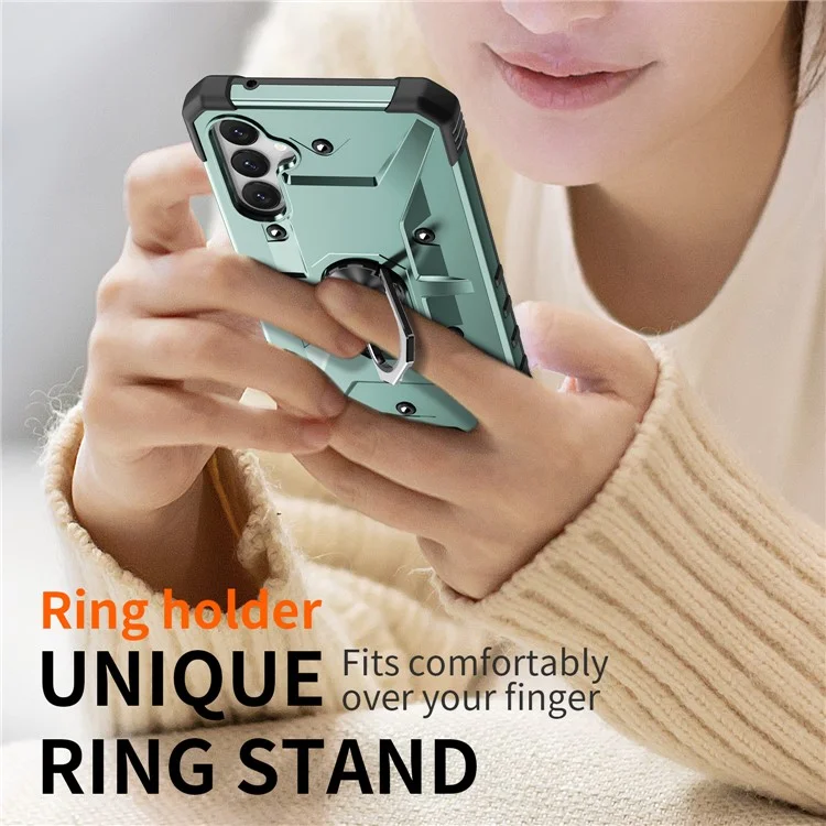 Für Samsung Galaxy A54 5G PC+TPU Drop Protective Cover Ring Kickstand Mobile Phone Case - Dunkelgrün