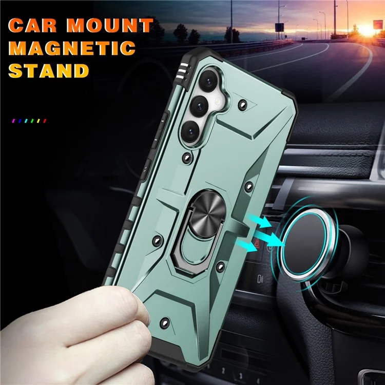 Für Samsung Galaxy A54 5G PC+TPU Drop Protective Cover Ring Kickstand Mobile Phone Case - Dunkelgrün
