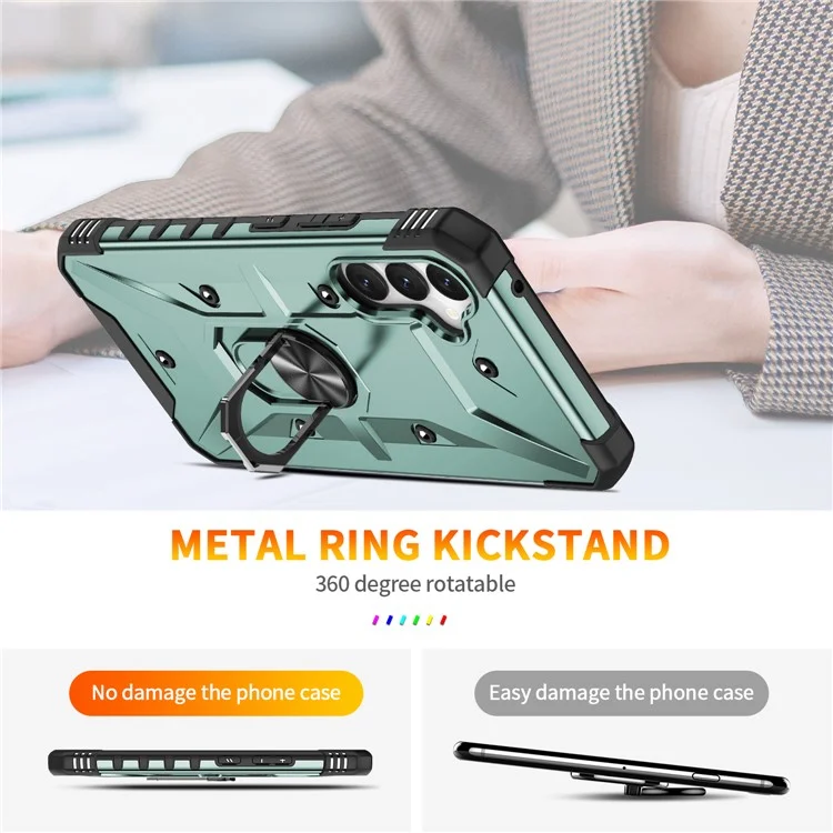 Für Samsung Galaxy A54 5G PC+TPU Drop Protective Cover Ring Kickstand Mobile Phone Case - Dunkelgrün