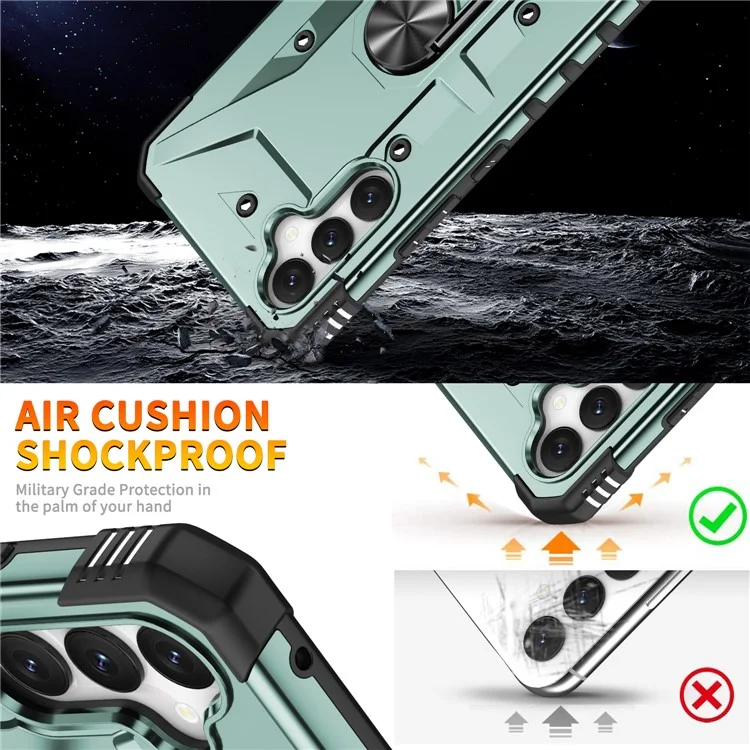 Für Samsung Galaxy A54 5G PC+TPU Drop Protective Cover Ring Kickstand Mobile Phone Case - Dunkelgrün