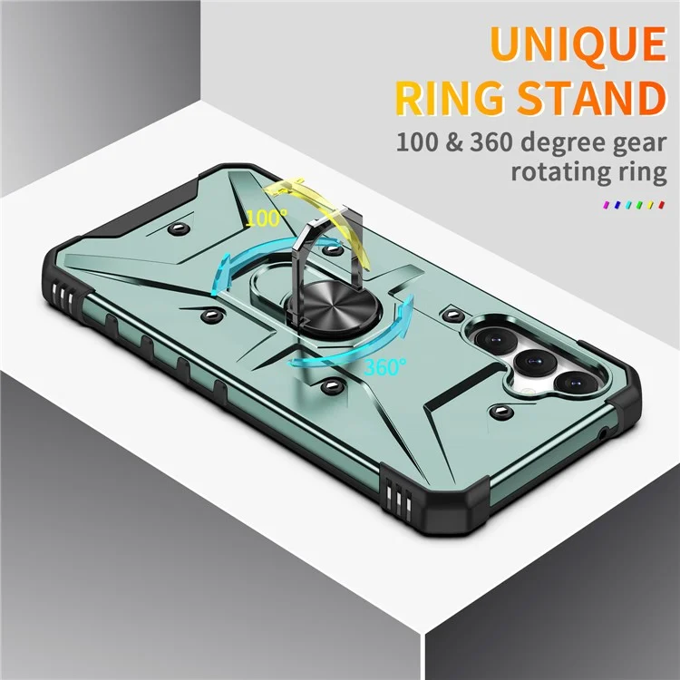 Für Samsung Galaxy A54 5G PC+TPU Drop Protective Cover Ring Kickstand Mobile Phone Case - Dunkelgrün