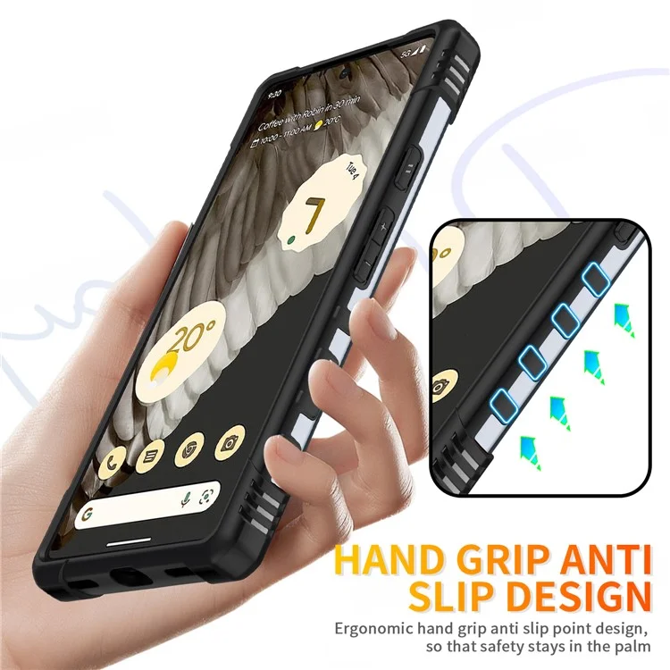 Für Google Pixel 7 5G TPU + PC Dual Layer Handyhülle mit Ringhalter und Ständer - Grau