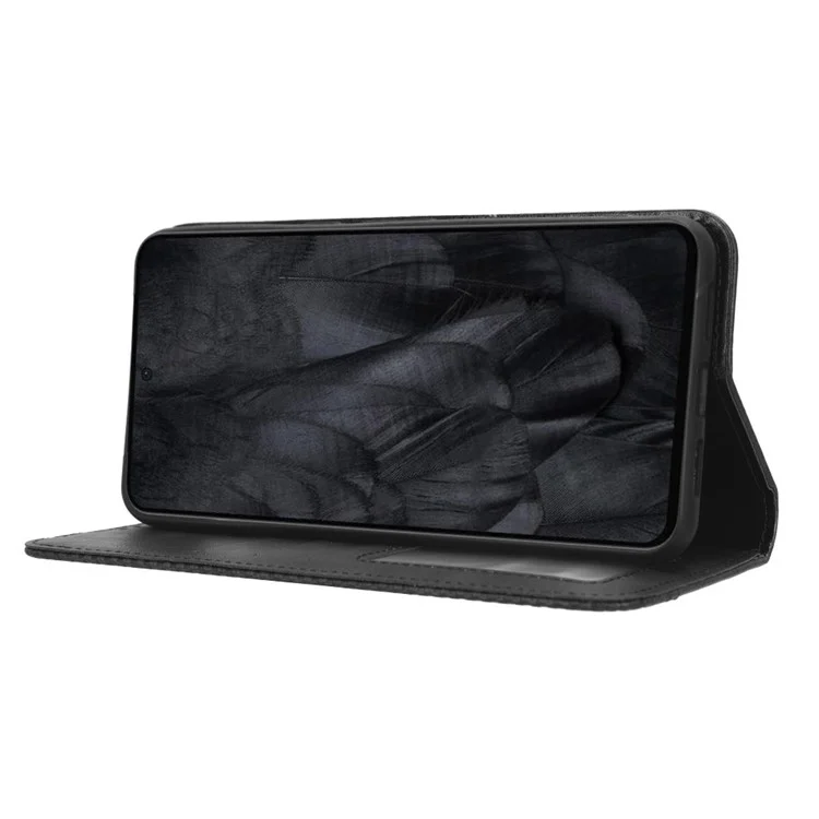 Per Google Pixel 8 Pro Custodia in pelle PU con chiusura magnetica, supporto a portafoglio e custodia retrò per telefono cellulare - Nero