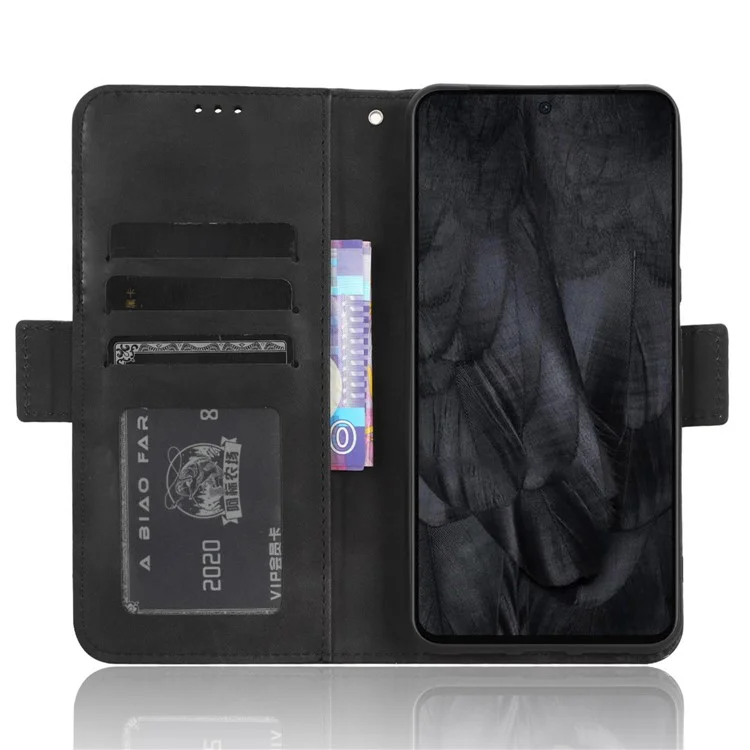 For Google Pixel 8 Pro Leather Phone Case Wallet Stand PU Leather Multiple Card Slots Cover - Black