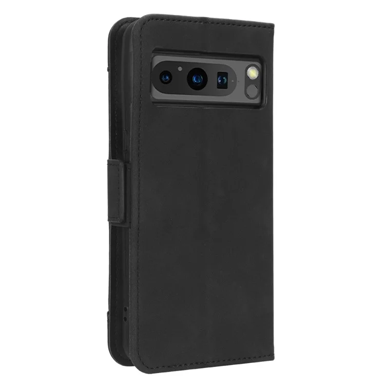 For Google Pixel 8 Pro Leather Phone Case Wallet Stand PU Leather Multiple Card Slots Cover - Black
