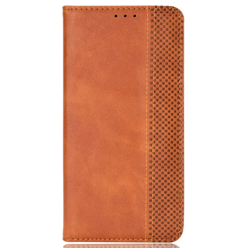 For Google Pixel 8 Magnetic Closure Phone Case PU Leather Cover Stand Wallet Retro Phone Protector - Brown
