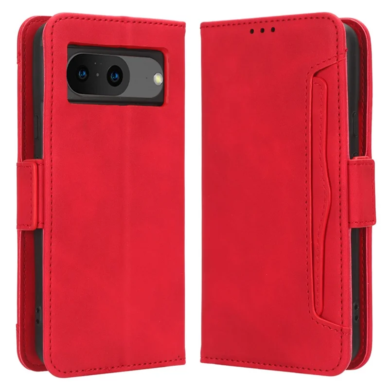 For Google Pixel 8 Multiple Card Slots Phone Case PU Leather Wallet Stand Phone Cover - Red