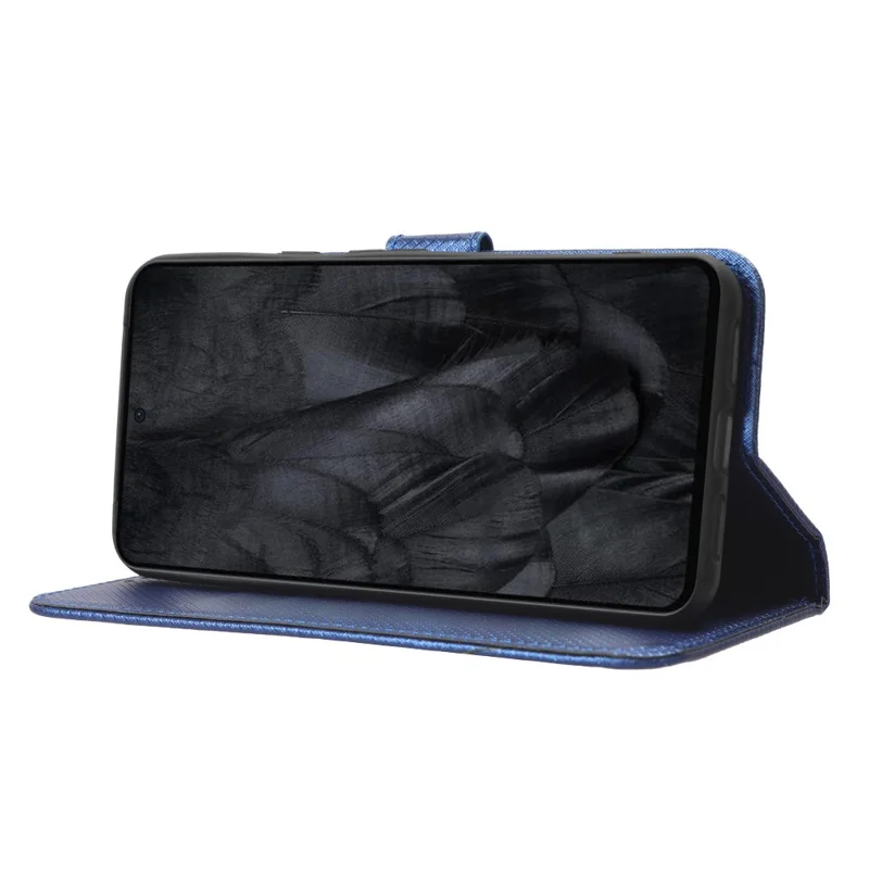 For Google Pixel 8 Phone Case Drop Resistant PU Leather Stand Wallet Diamond Texture Phone Cover - Blue