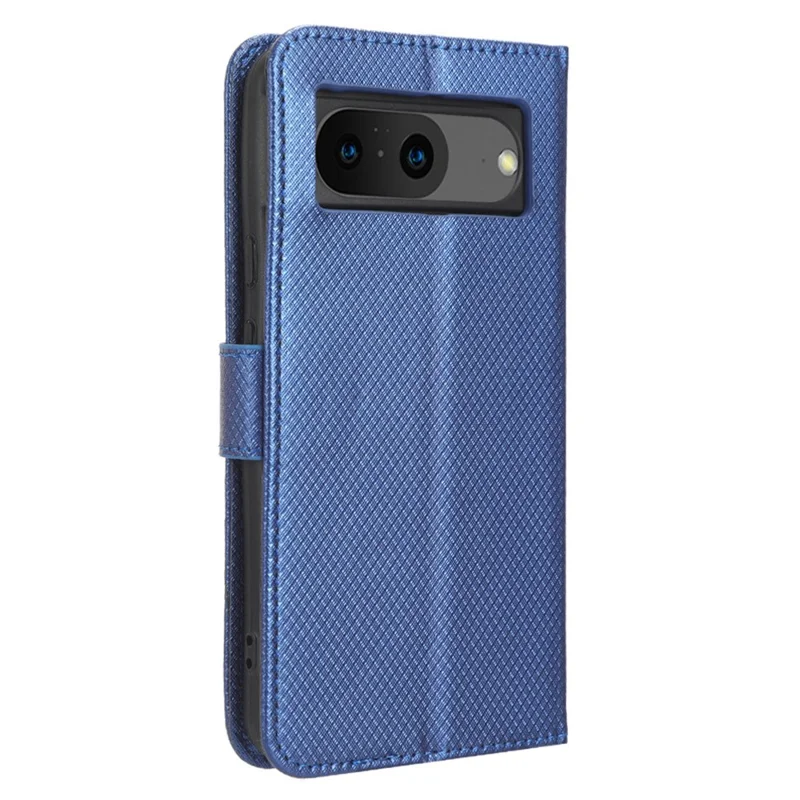 For Google Pixel 8 Phone Case Drop Resistant PU Leather Stand Wallet Diamond Texture Phone Cover - Blue