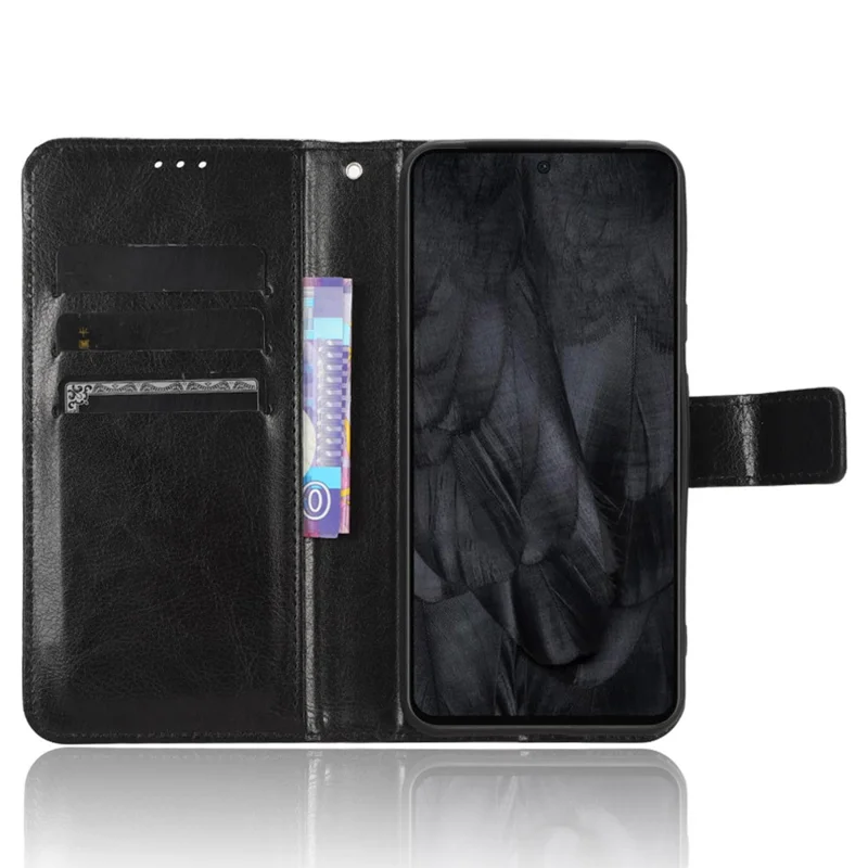 For Google Pixel 8 Anti-fall Crazy Horse Texture Flip Phone Case Stand Wallet PU Leather Phone Cover - Black