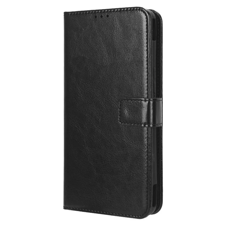 Funda de pie para Asus ROG Phone 7 5G a prueba de rasguños, textura de piel de caballo loca, funda de teléfono de cuero PU - Negro