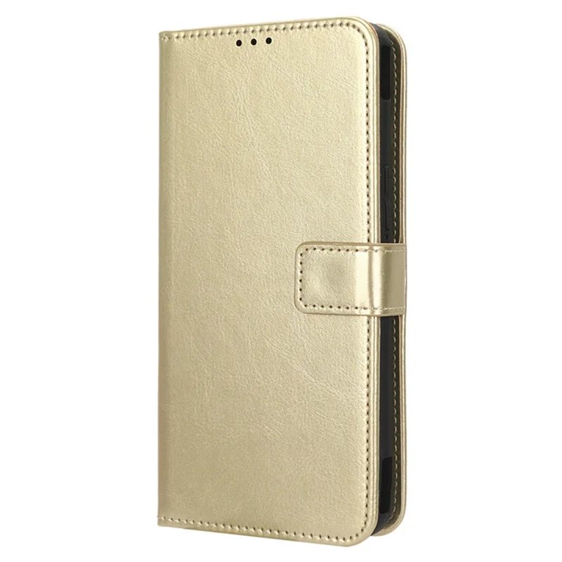 Stand Case for Asus ROG Phone 7 5G Scratch Proof Crazy Horse Texture Wallet PU Leather Phone Cover - Gold