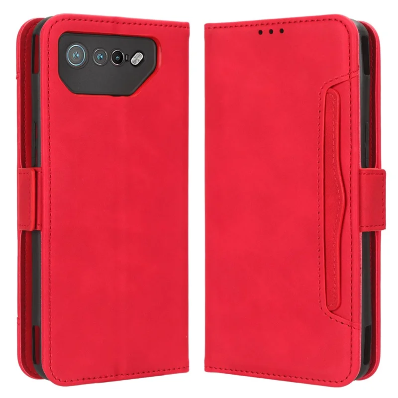 Per Asus ROG Phone 7 5G Anti-Polvere Portafoglio Supporto Più Slot per Schede Custodia per Telefono in Pelle PU Custodia per Telefono - Rosso