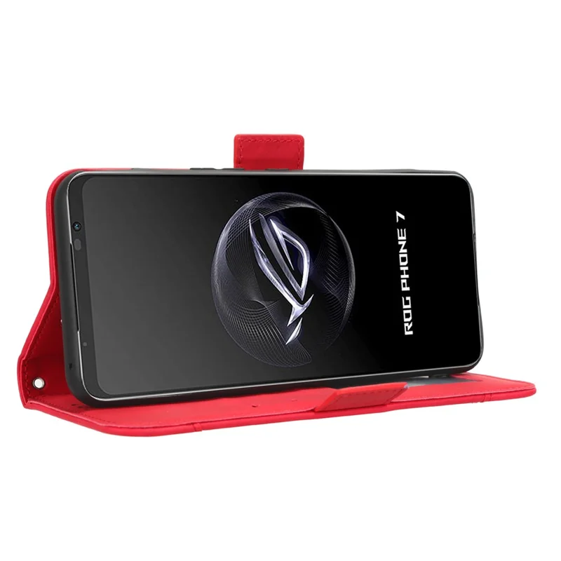 Per Asus ROG Phone 7 5G Anti-Polvere Portafoglio Supporto Più Slot per Schede Custodia per Telefono in Pelle PU Custodia per Telefono - Rosso