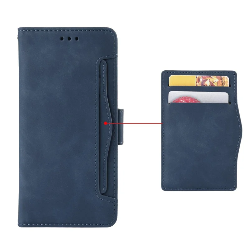 For Asus ROG Phone 7 5G Anti-Dust Wallet Stand Multiple Card Slots Phone Case PU Leather Phone Cover - Blue