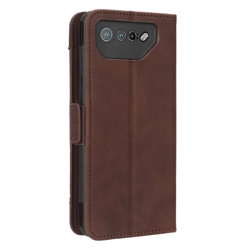 Para Asus ROG Phone 7 5G Anti-Polvo Billetera Soporte Múltiples Ranuras para Tarjetas Funda de Teléfono Cuero PU Funda de Teléfono - Marrón