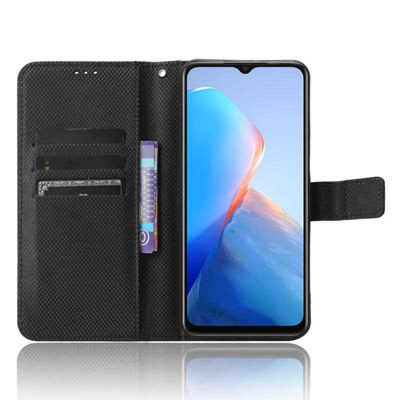 Para Infinix Smart 7 Plus Diamond Texture Phone Case PU Leather Stand Wallet Phone Cover - Preto