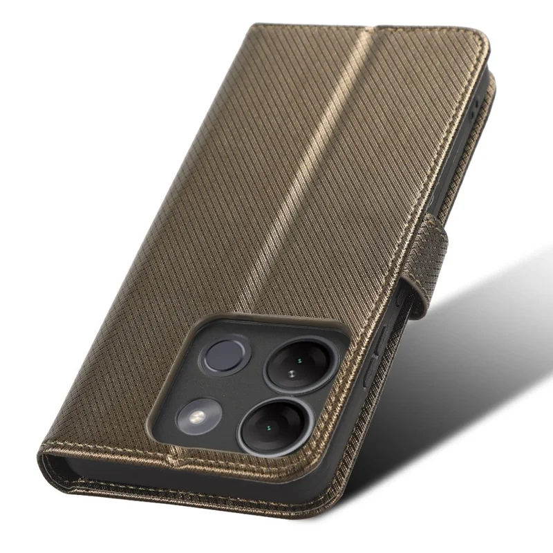 Для Infinix Smart 7 HD 4G (X6516) Чехол-книжка с бриллиантовой текстурой из искусственной кожи с подставкой и бумажником - Коричневый