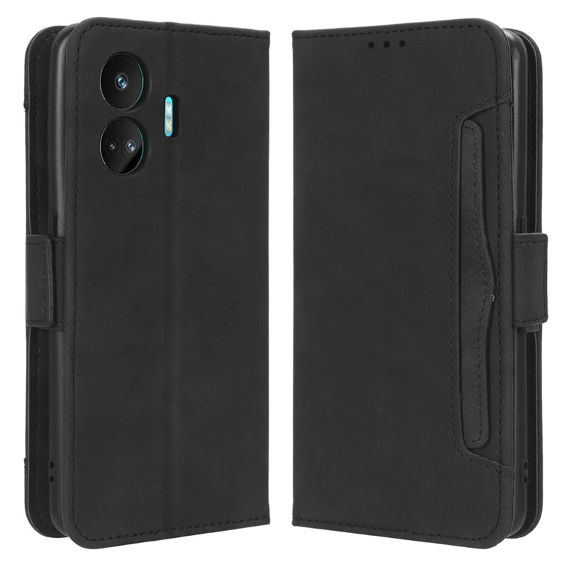 Telefoonhoesje met portemonnee voor Realme GT Neo5 SE 5G, met standaard en meerdere kaartsleuven, PU-leer telefoonhoes - Zwart