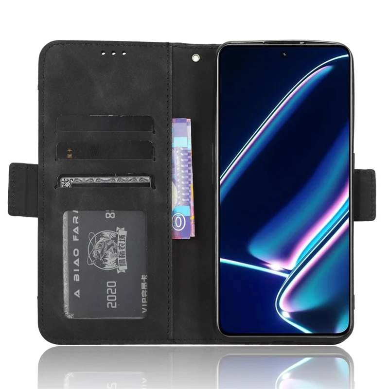 Telefoonhoesje met portemonnee voor Realme GT Neo5 SE 5G, met standaard en meerdere kaartsleuven, PU-leer telefoonhoes - Zwart