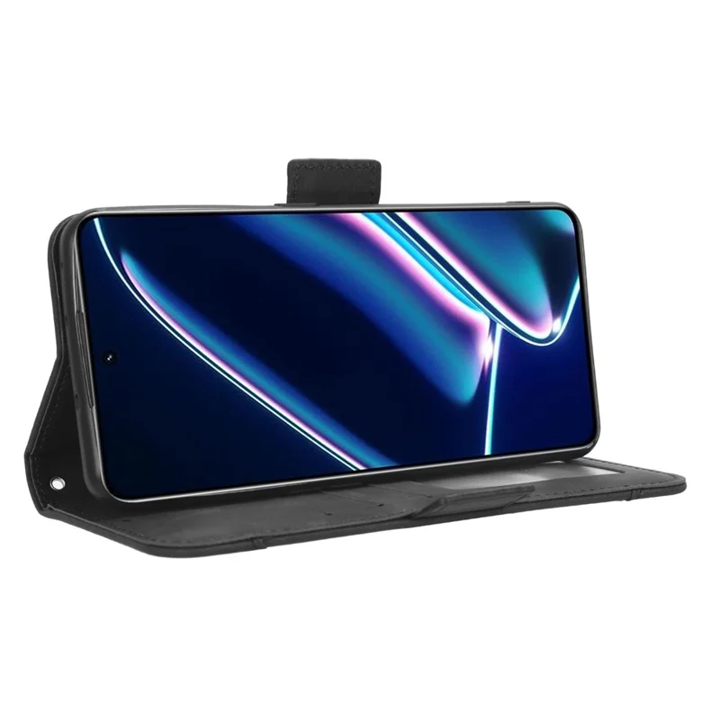 Telefoonhoesje met portemonnee voor Realme GT Neo5 SE 5G, met standaard en meerdere kaartsleuven, PU-leer telefoonhoes - Zwart