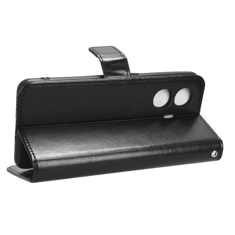 Stand Case for Realme GT Neo5 SE 5G Crazy Horse Texture Wallet Anti-scratch PU Leather Phone Cover - Black