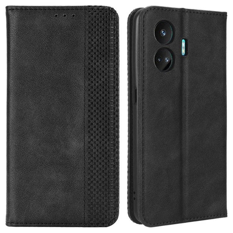 Magnetic Phone Case Wallet for Realme GT Neo5 SE 5G , Stand Retro PU Leather Phone Protection Cover - Black