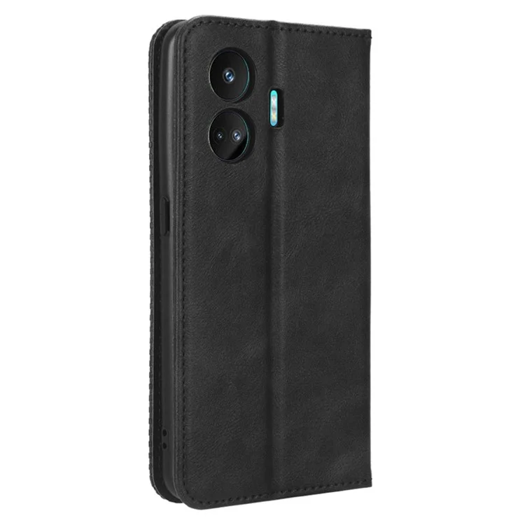 Magnetic Phone Case Wallet for Realme GT Neo5 SE 5G , Stand Retro PU Leather Phone Protection Cover - Black