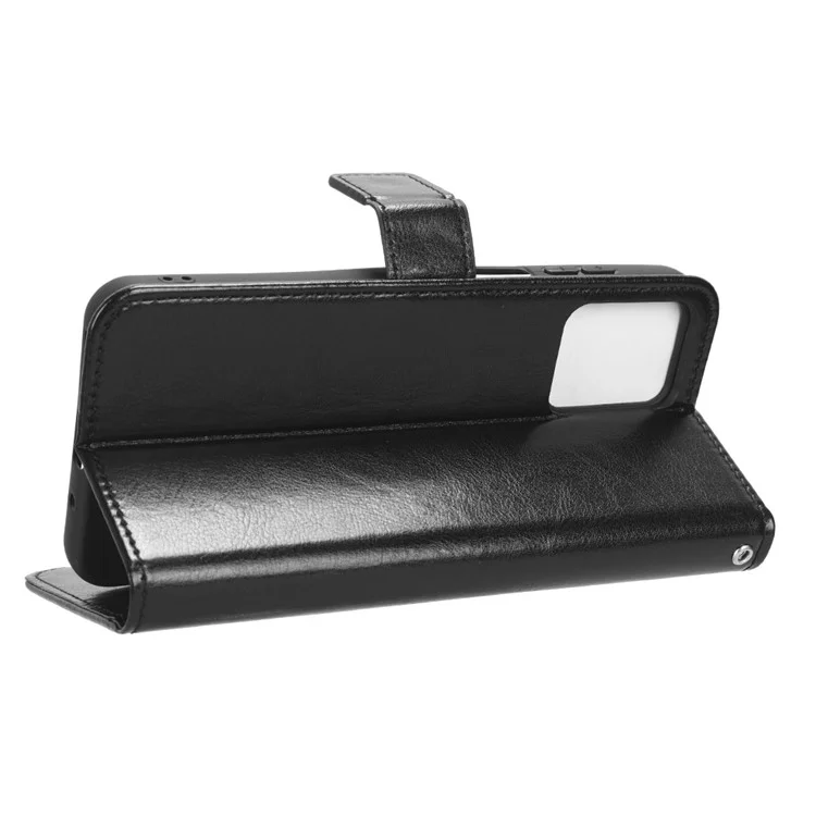 Stand Case for Motorola Moto G 5G (2023) Crazy Horse Texture PU Leather Wallet Phone Cover - Black