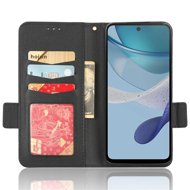 Для Motorola Moto G 5G (2023) Litchi Texture PU Leather Wallet Anti-drop Smartphone Case Flip Stand Phone Cover - Black