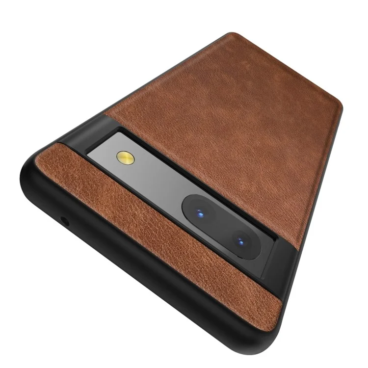 Custodia per cellulare per Google Pixel 7a, cover in pelle PU rivestita in TPU+PC stile retrò - Marrone