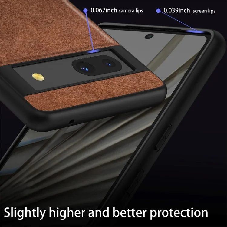 Custodia per cellulare per Google Pixel 7a, cover in pelle PU rivestita in TPU+PC stile retrò - Marrone