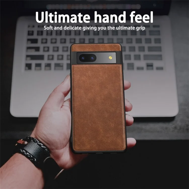 Custodia per cellulare per Google Pixel 7a, cover in pelle PU rivestita in TPU+PC stile retrò - Marrone