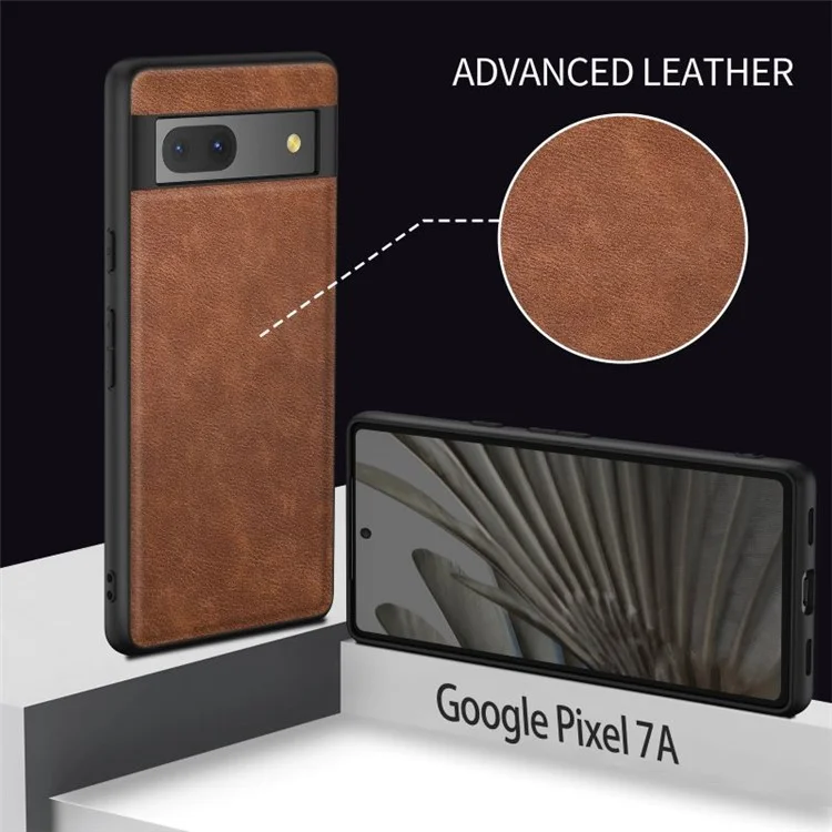 Custodia per cellulare per Google Pixel 7a, cover in pelle PU rivestita in TPU+PC stile retrò - Marrone