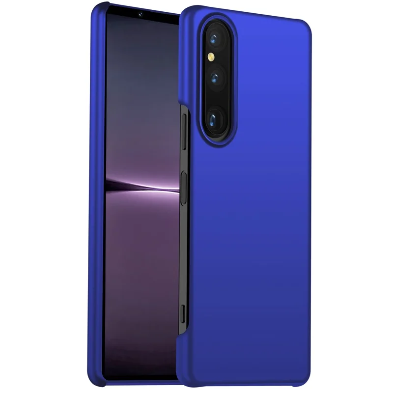 For Sony Xperia 1 V Hard PC Phone Cover Anti-Scratch Solid Color Mobile Phone Case - Blue