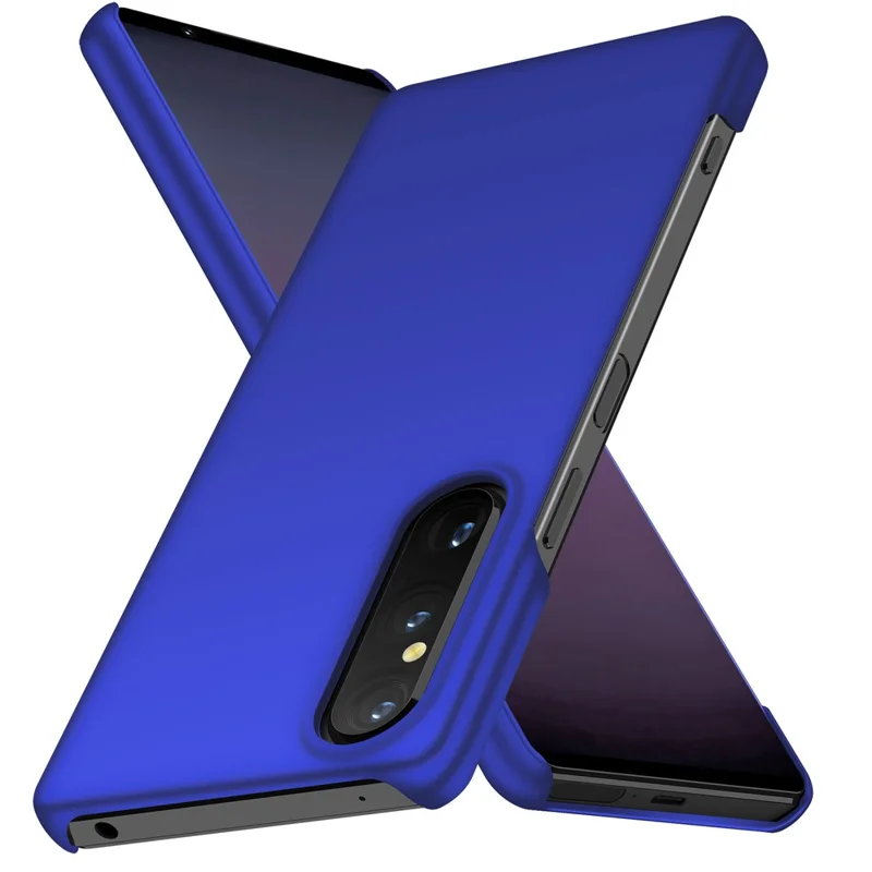 For Sony Xperia 1 V Hard PC Phone Cover Anti-Scratch Solid Color Mobile Phone Case - Blue