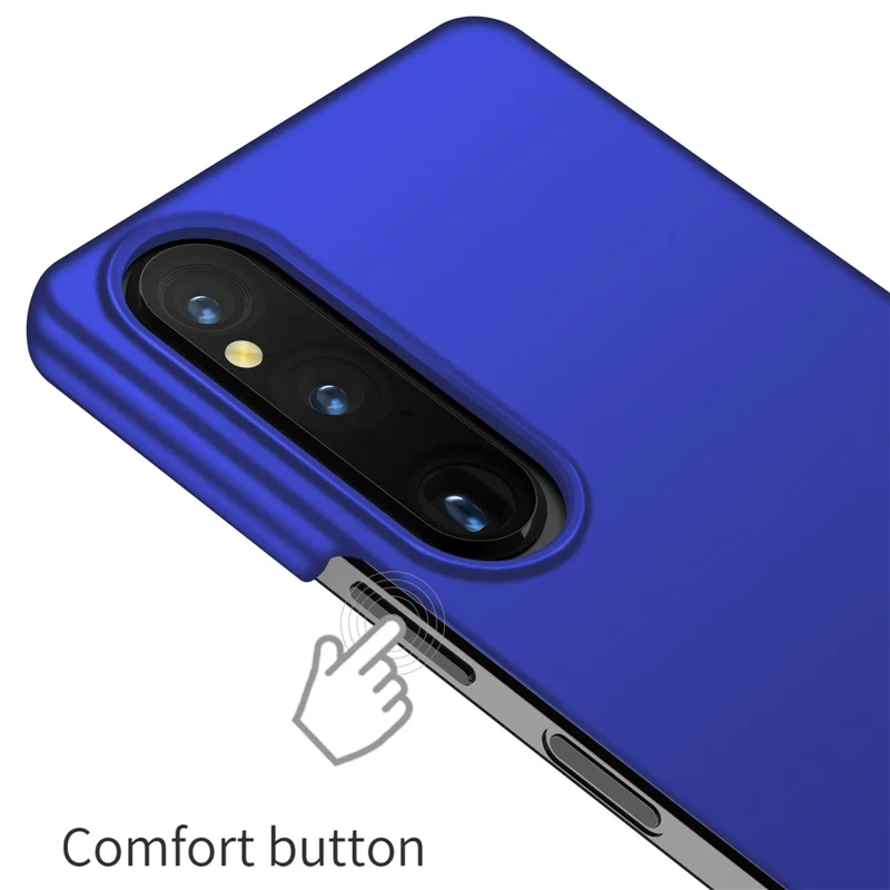 For Sony Xperia 1 V Hard PC Phone Cover Anti-Scratch Solid Color Mobile Phone Case - Blue