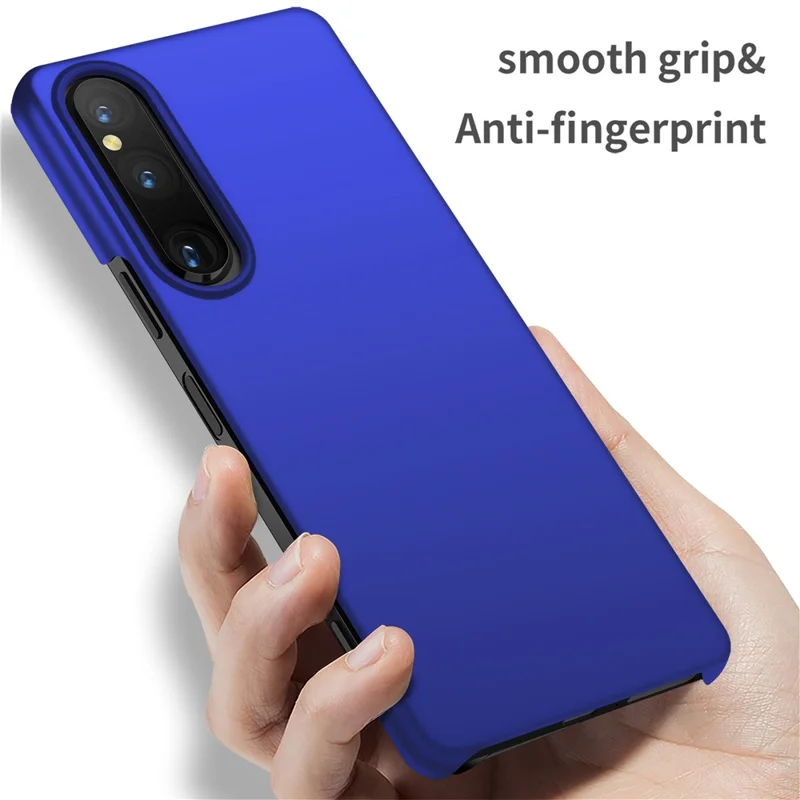 For Sony Xperia 1 V Hard PC Phone Cover Anti-Scratch Solid Color Mobile Phone Case - Blue