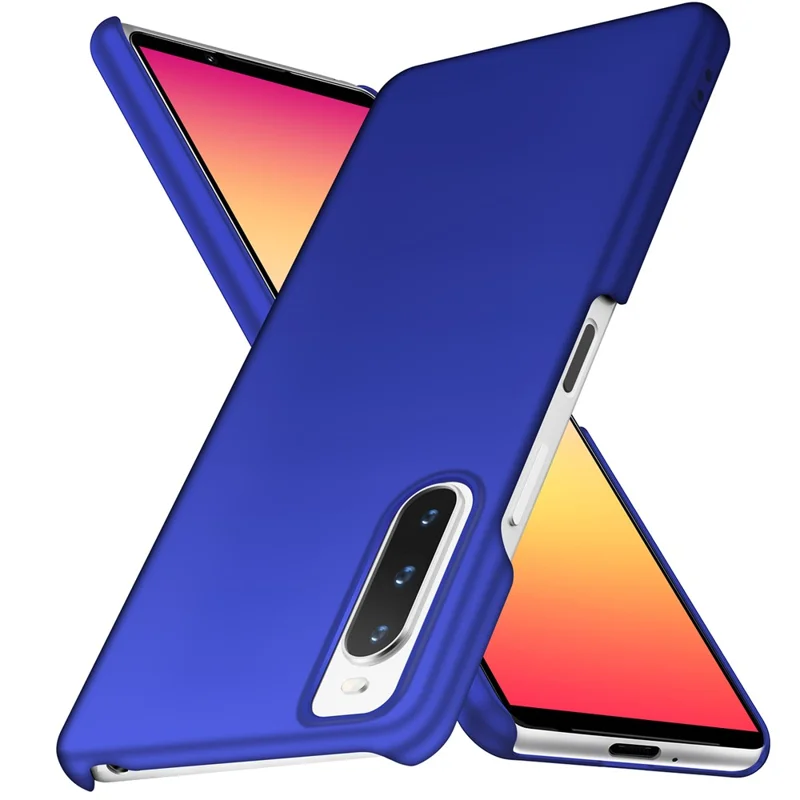 For Sony Xperia 10 V Phone Case Hard PC Solid Color Anti-fingerprint Protective Back Cover - Blue