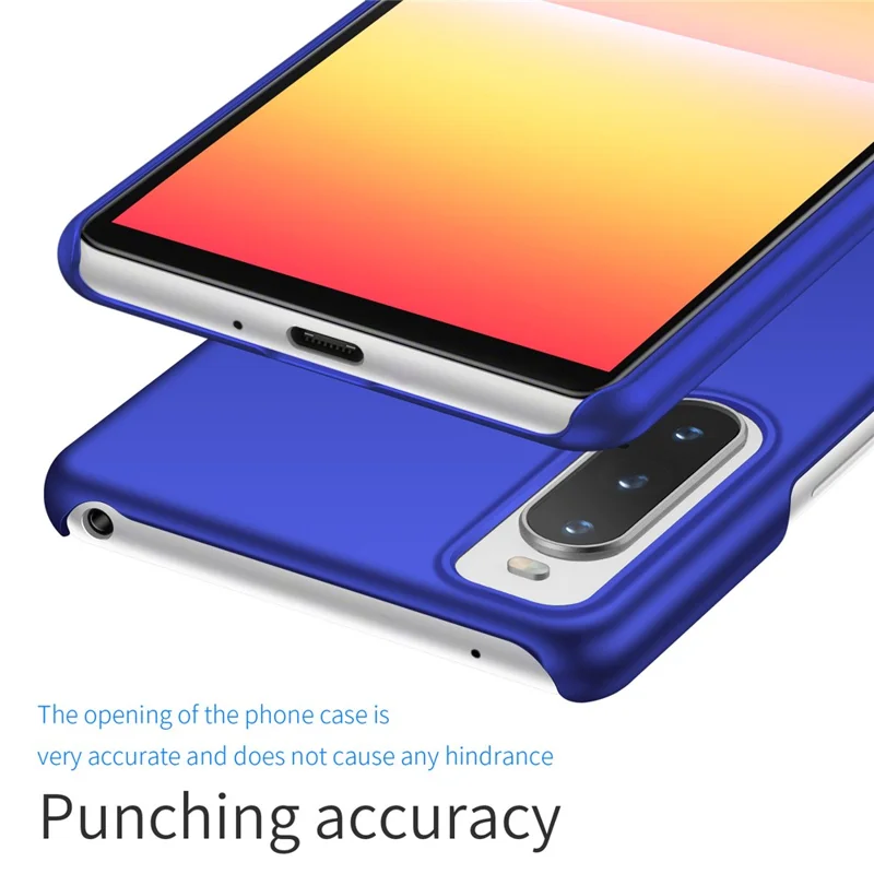 For Sony Xperia 10 V Phone Case Hard PC Solid Color Anti-fingerprint Protective Back Cover - Blue