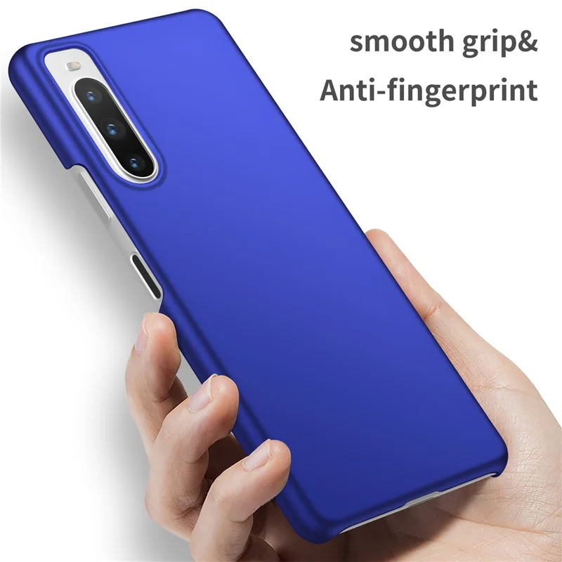 For Sony Xperia 10 V Phone Case Hard PC Solid Color Anti-fingerprint Protective Back Cover - Blue
