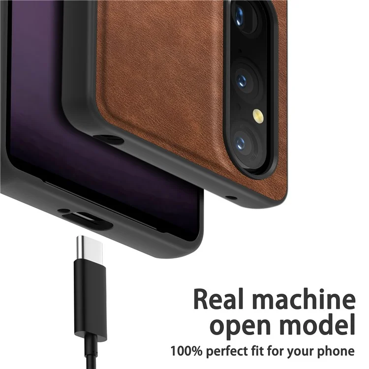 For Sony Xperia 1 V PU Leather+TPU+PC Phone Shell Retro Phone Case Drop Protection Phone Cover - Brown