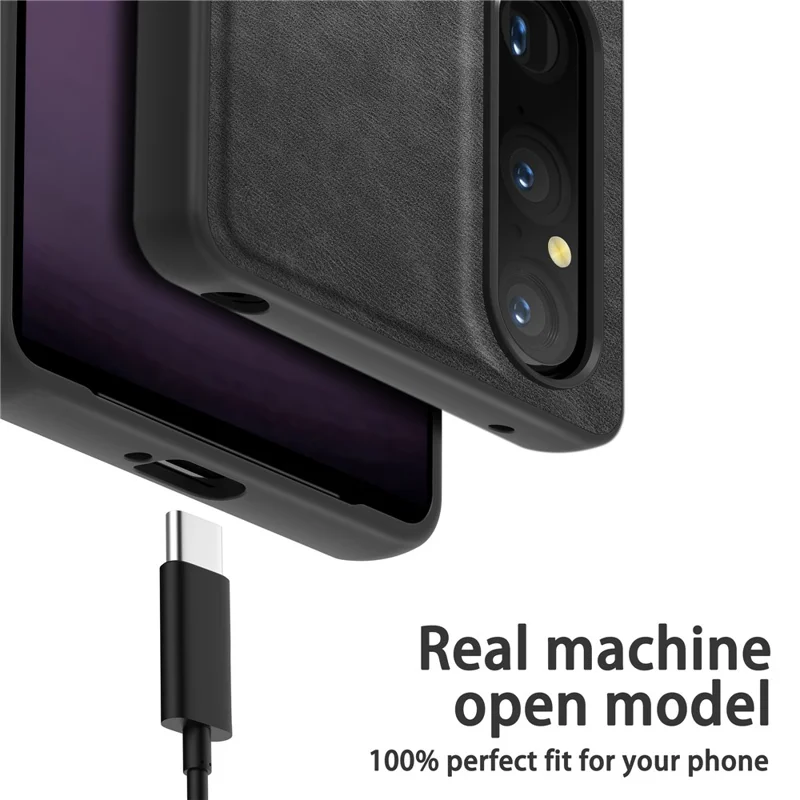 For Sony Xperia 1 V PU Leather+TPU+PC Phone Shell Retro Phone Case Drop Protection Phone Cover - Black