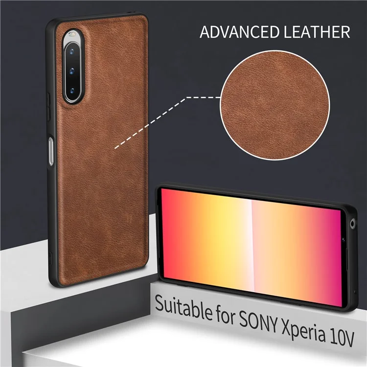 For Sony Xperia 10 V Retro Phone Case Drop Protection PU Leather+TPU+PC Phone Protective Shell - Brown